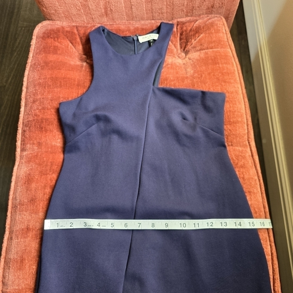 Halston Heritage Asymmetrical Neckline Purple Mini Sheath Dress Sz. S - Picture 8 of 10
